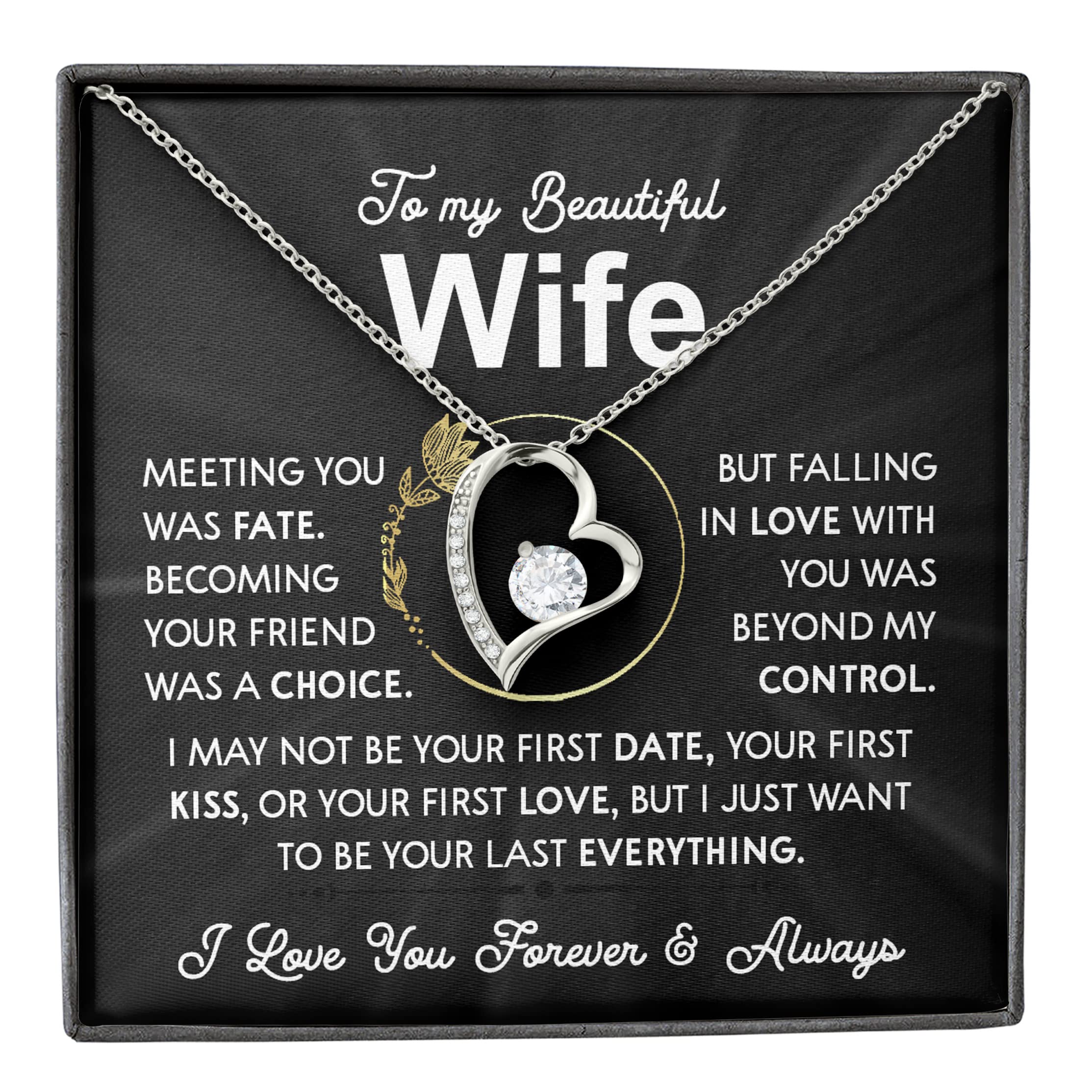 To My Wife Necklace - Romantic Birthday & Anniversary Jewelry Gift for Her from Husband | Best Mother's Day & Christmas Present for Wife | Perfect for Date Nights, Weddings & Special Occasions
