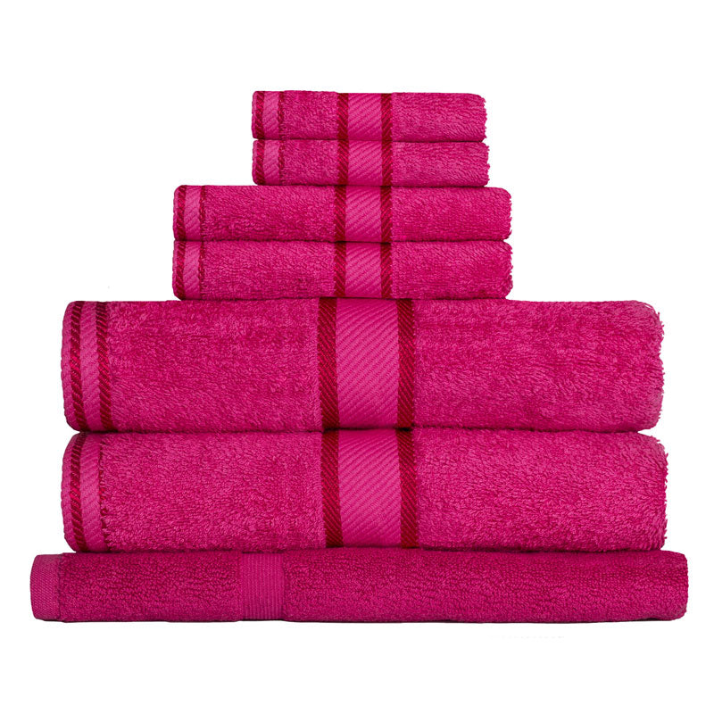 Premium 100% Cotton Bath Towel Set - 7pc Soft & Absorbent Fuchsia Towels for Spa, Bathroom & Beach | Luxury Home & Hotel Essentials
