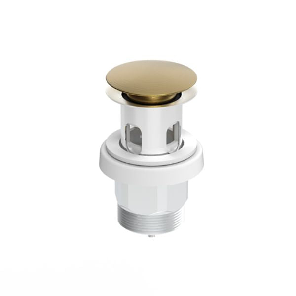Universal Mushroom Plug & Waste Drain Cover - Brushed Brass Finish - Bathroom & Kitchen Sink Drain Stopper for Modern Home Decor
