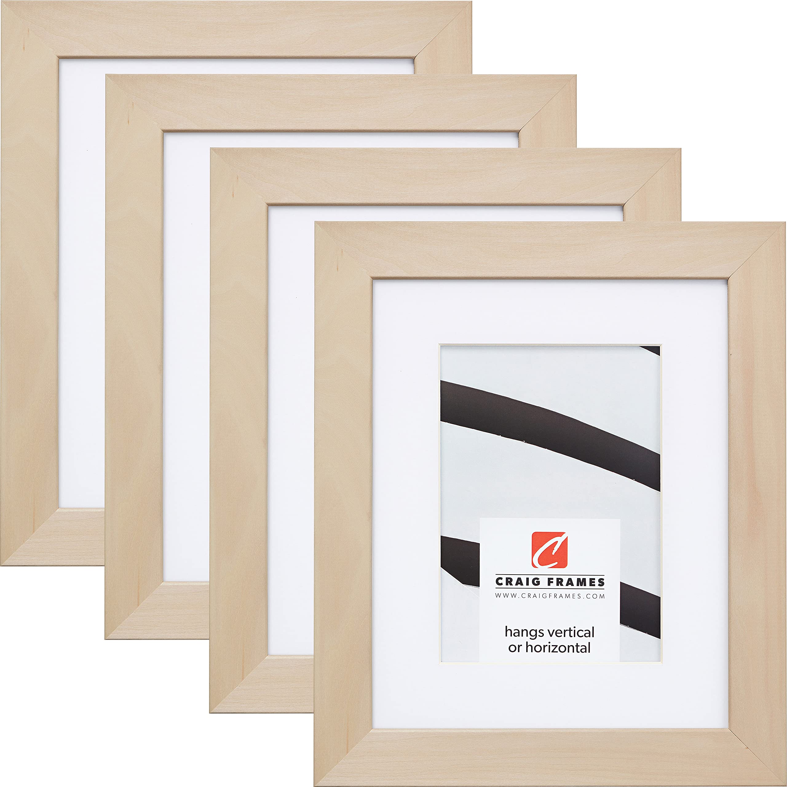 Craig Frames DIY Unfinished Wood Picture Frame Set of 4 - 24x32 Inch with Mat for 20x28 Inch Photos - Natural Wood for Custom Painting & Decor - Perfect for Home, Office & Gallery Wall Displays