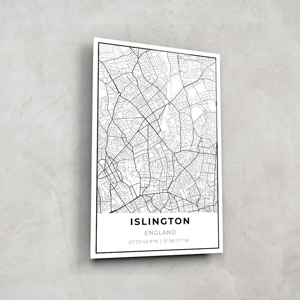 Islington Map Glass Art - Handmade Decorative Wall Art for Home & Office Decor - Perfect for Living Room, Bedroom, or Gift Giving