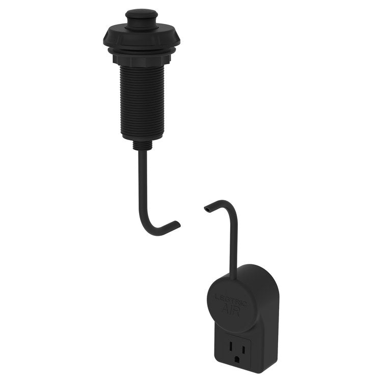 Garbage Disposal Air Switch Kit with Power Adapter - Flat Black Brass Finish for Kitchen Sink Waste Disposer | Easy Installation & Hands-Free Operation for Modern Homes