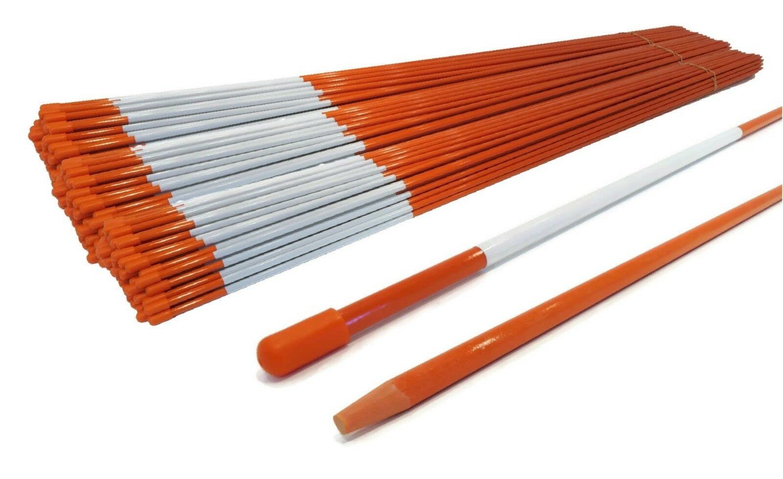 1000 Pack 5/16 Inch Fiberglass Pathway Markers - Durable & Flexible Tapered Stakes for Landscaping, Gardening, and Construction Site Marking