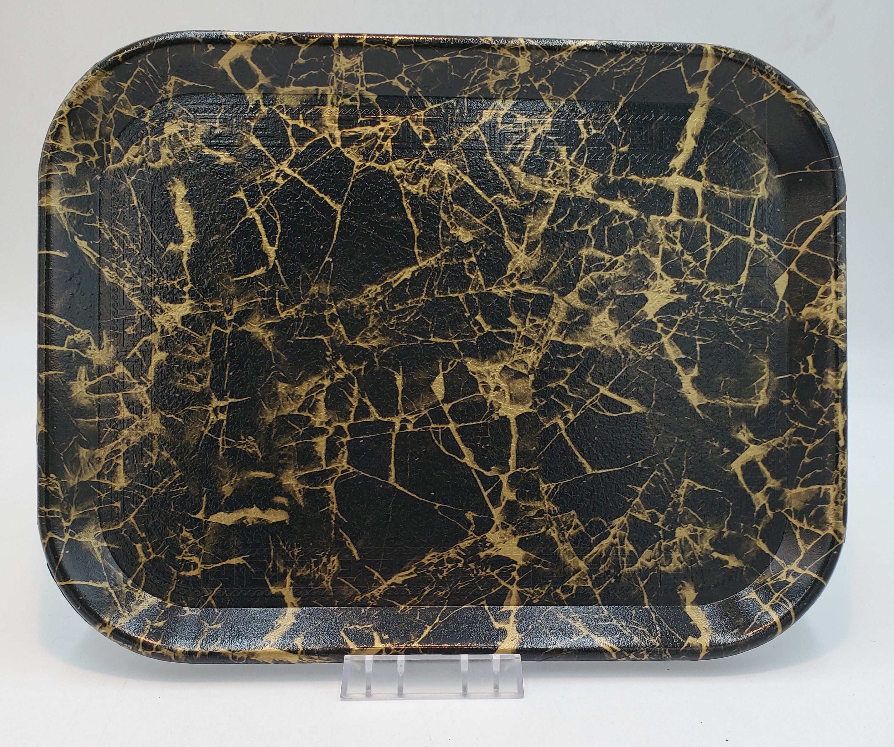 13.5x10.5 Inch Black and Gold Small Serving Tray - Elegant Appetizer Platter for Parties, Weddings, and Home Decor
