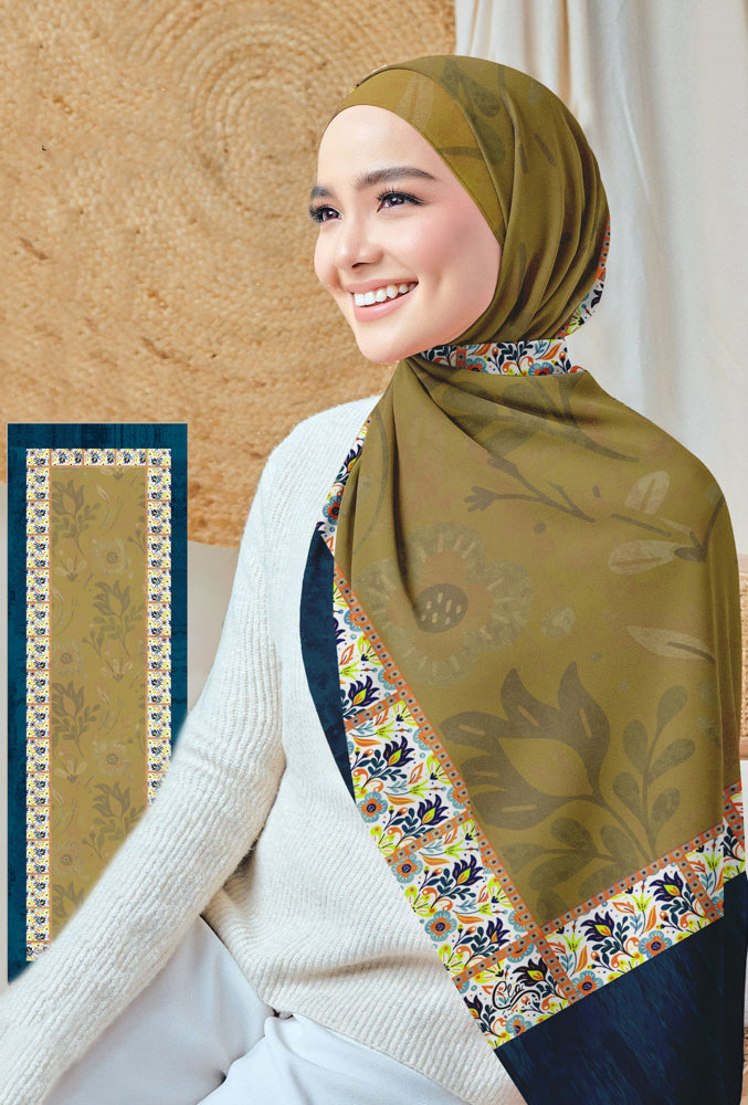 Elegant Clementina Printed Chiffon Hijab Scarf - Lightweight Muslim Headscarf for Women - Perfect for Daily Wear, Prayer, and Special Occasions