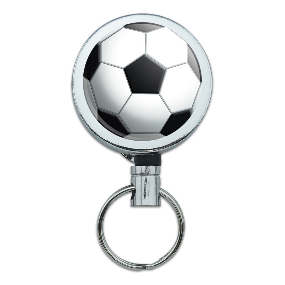 Retractable ID Badge Holder with Belt Clip - Soccer Sports Accessory