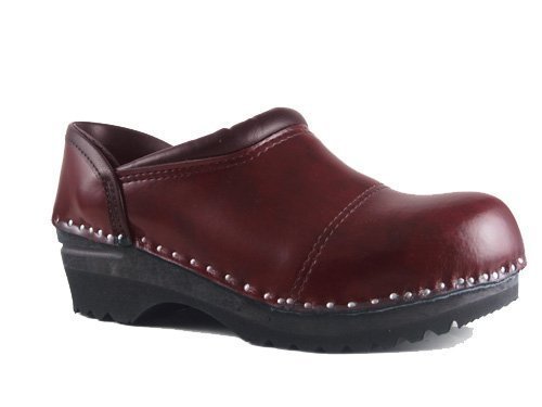 Picasso Bastad Women's Leather Wooden Clogs - Non-Slip Steel Toe Slip-On Shoes for Nursing, Chef & Work | Comfortable Swedish Clogs for Healthcare, Kitchen & Industrial Use