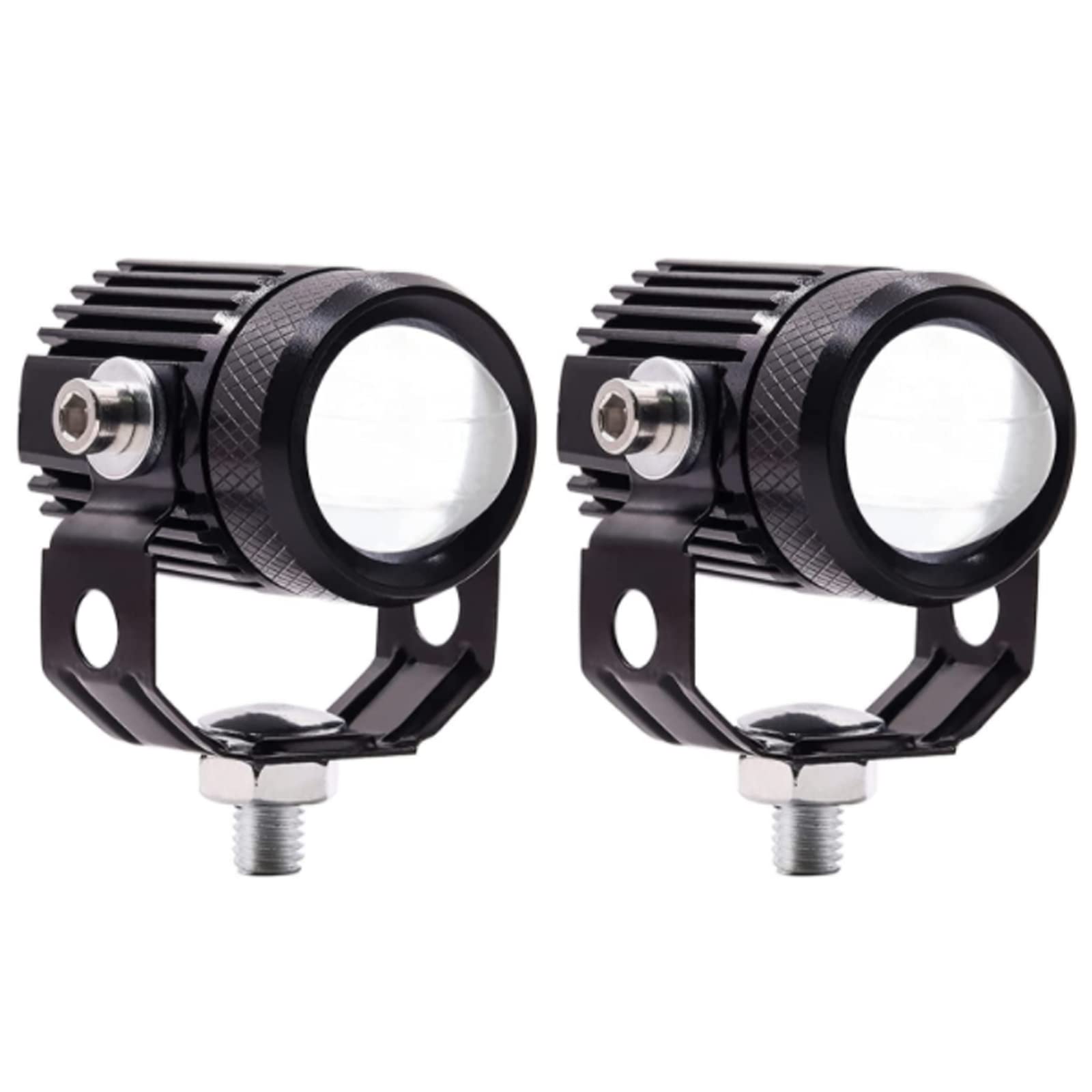 1 Pair 30W Motorcycle LED Fog Lights - Amber/White Projector Driving Lights, 1.3