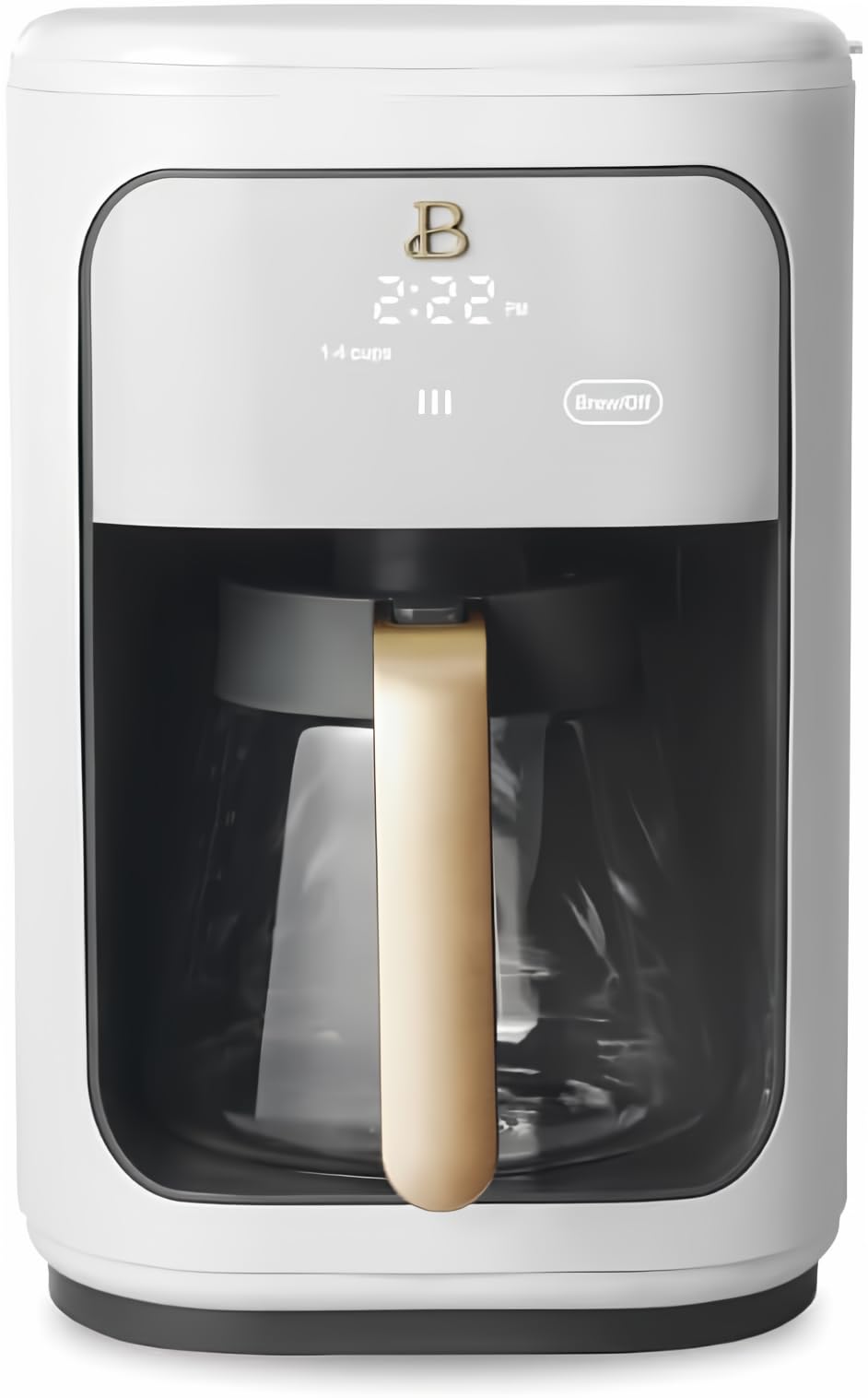 Drew Barrymore 14-Cup Programmable Touchscreen Coffee Maker with Digital Display - White Icing - Smart Kitchen Appliance for Home, Office & Breakfast Nook