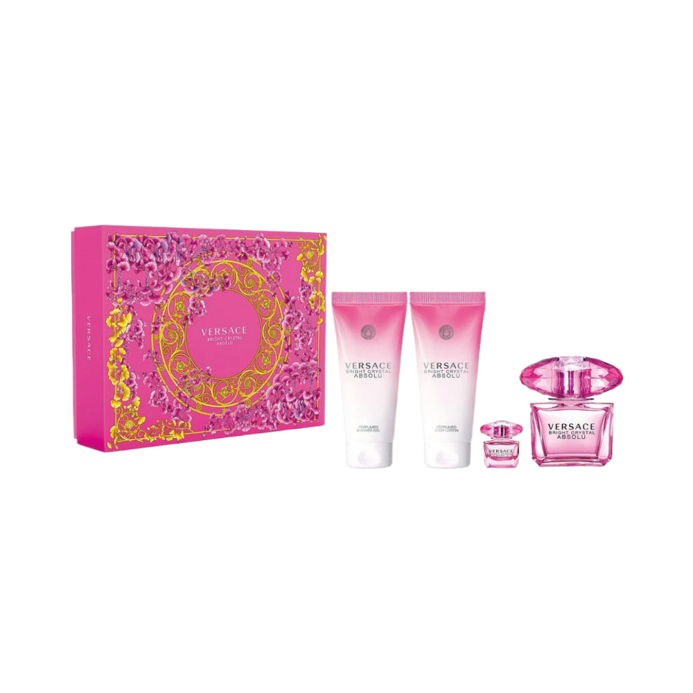 Bright Crystal Absolu Eau De Parfum 100ml by Versace - 4 Piece Luxury Perfume Gift Set for Women, Perfect for Date Night & Special Occasions