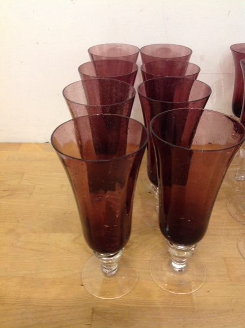 Premium Set of 8 Iced Tea Glasses - Shatterproof Plum-Colored Drinking Cups for Summer Beverages, Iced Coffee & Cocktails - Perfect for Patio Parties, BBQs & Outdoor Dining