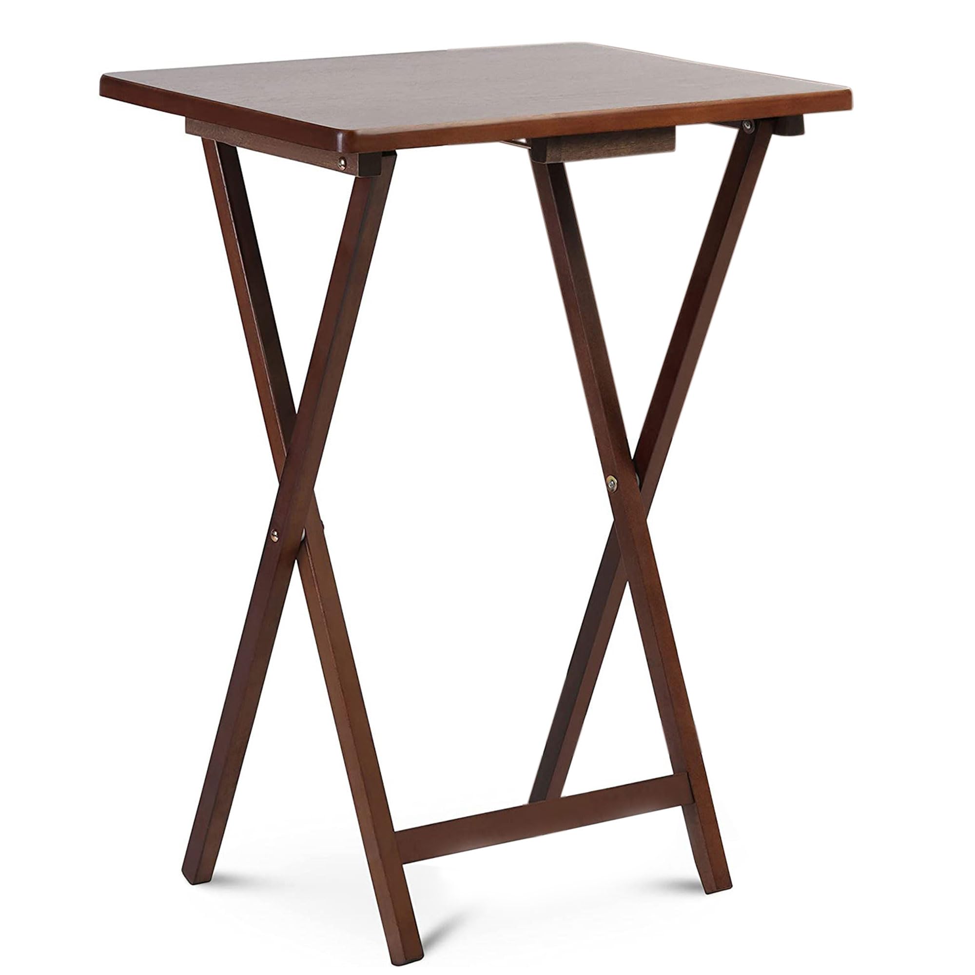 2-Pack Folding TV Tray & Side Table Set - Honey Oak Wooden Foldable Snack Table for Dining, Laptop Use, Bedroom & Living Room - Space-Saving Multi-Functional Home Furniture