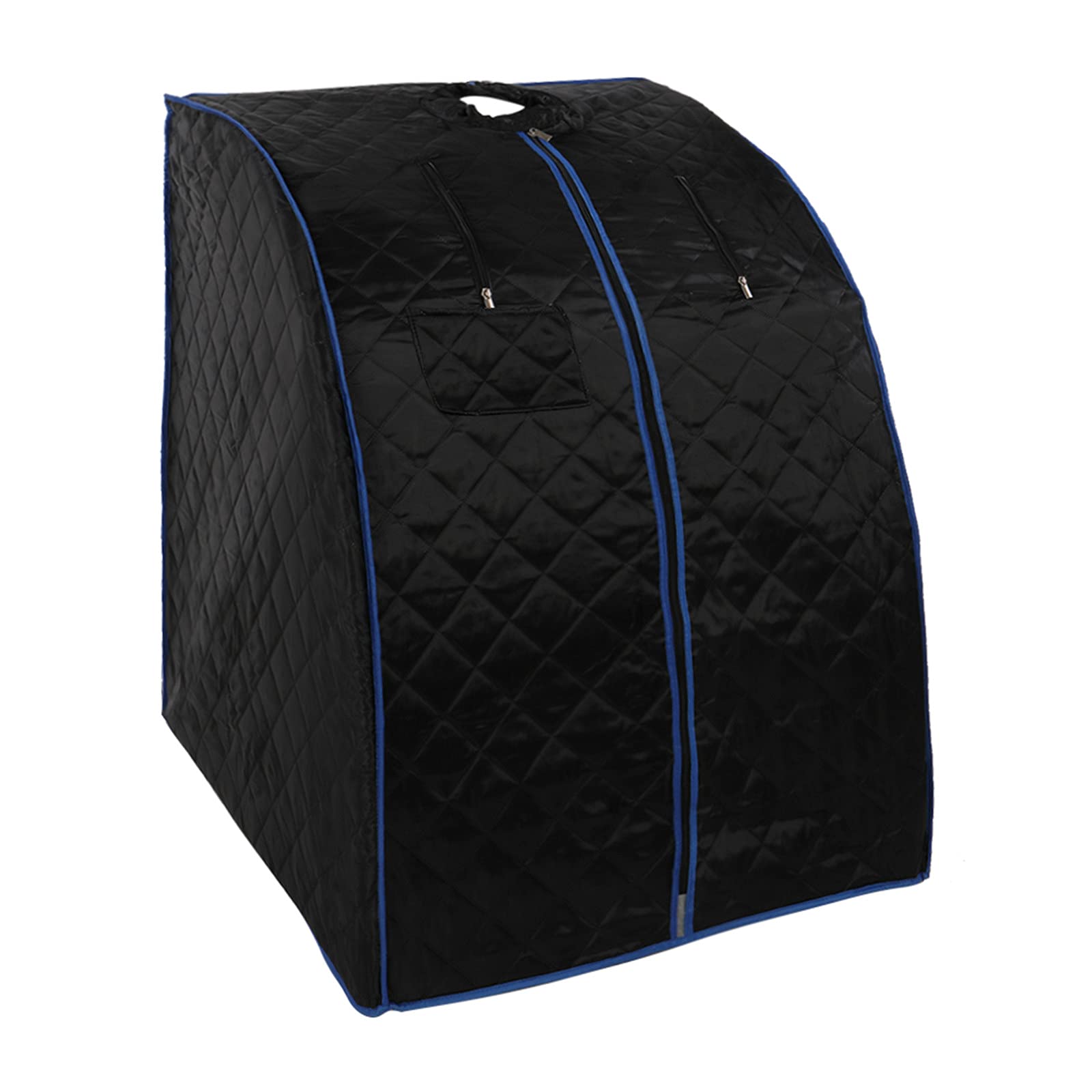 Tesmula Portable Steam Sauna Box for Home Relaxation - Black with Blue Edging (Black Cloth Cover) | Detox & Muscle Pain Relief | Perfect for Spa Day & Post-Workout Recovery