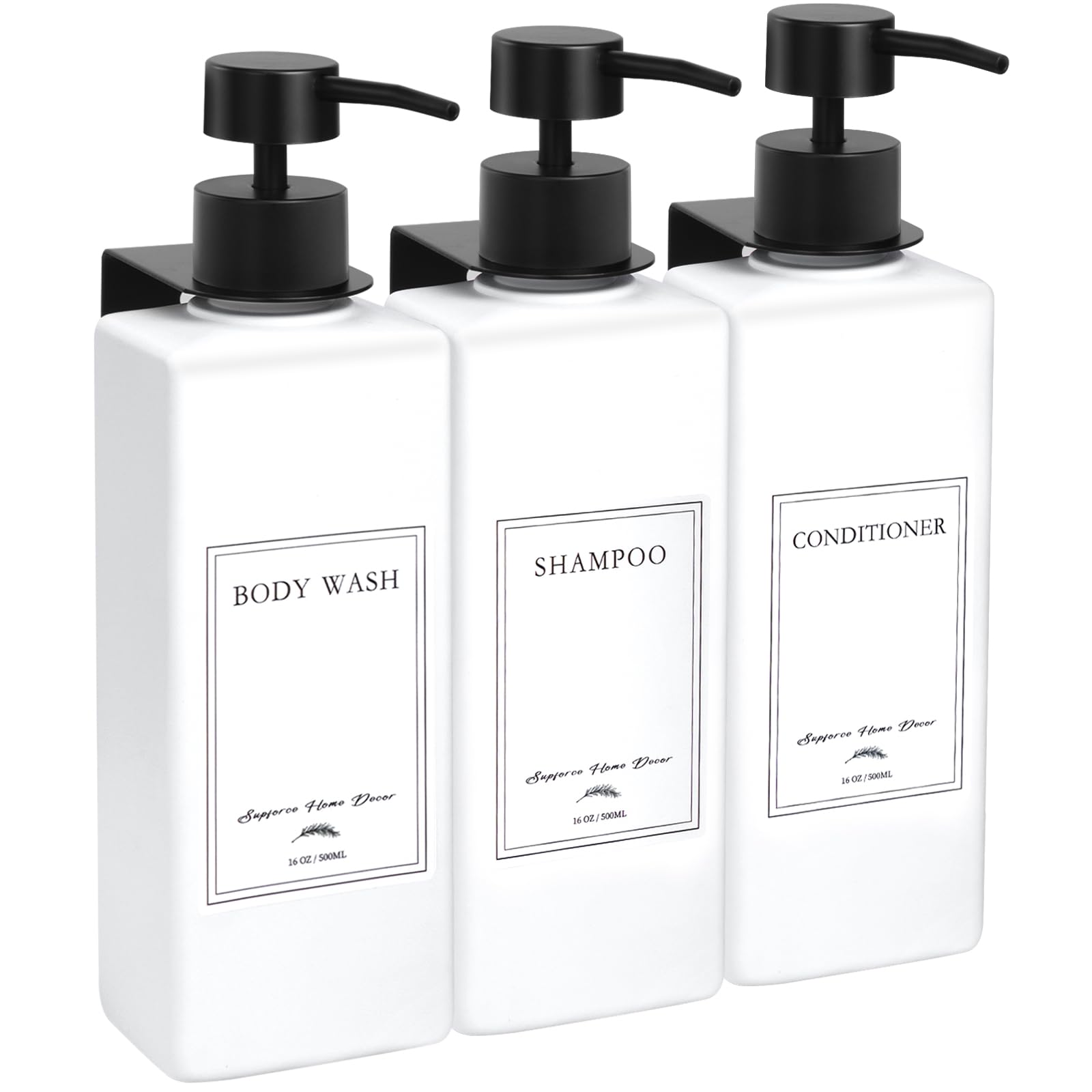 3-Chamber Wall Mount Shampoo Dispenser for Shower - No Drill Installation, Waterproof Labels & Easy Refill - Perfect for Bathroom, Home & Hotel Use (Shampoo, Conditioner & Soap Storage Solution)