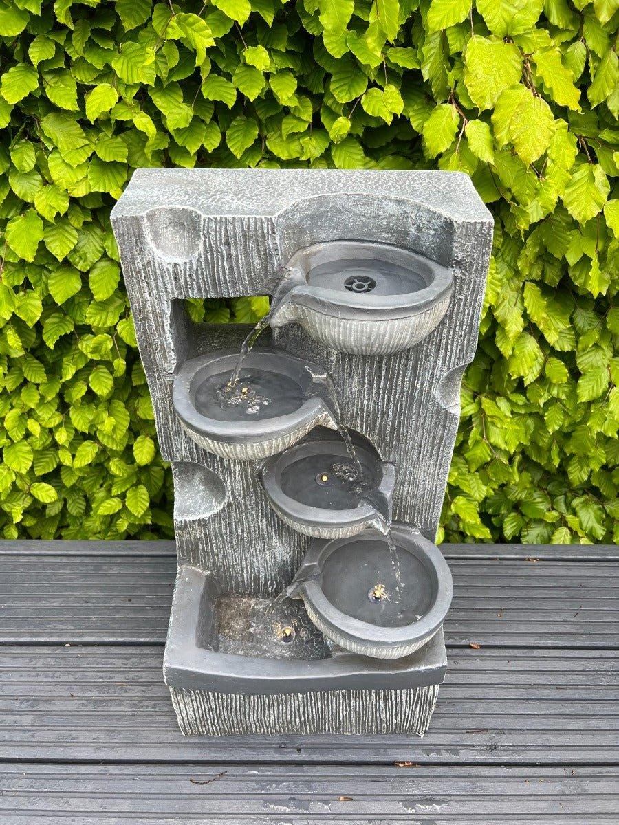Solar Powered Waterfall Feature with 4 LED Water Bowls - 59