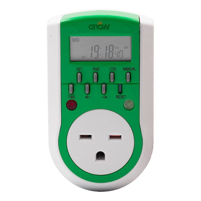 Grow1 240V Single Outlet Digital Timer - Programmable Electrical Timer for Indoor/Outdoor Use, Appliances, Lights & Holiday Decorations