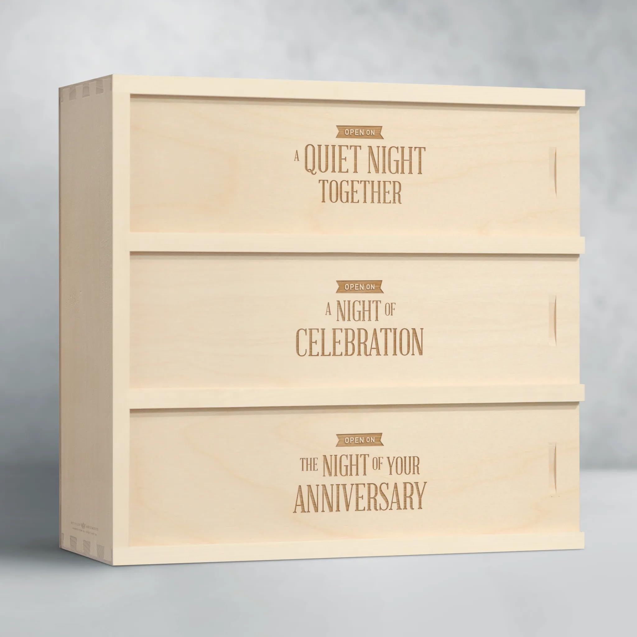 Premium Three Nights Wine Gift Box Set - Elegant Wooden Wine Box for Gifting, Parties & Celebrations | Perfect for Anniversaries, Weddings & Corporate Events