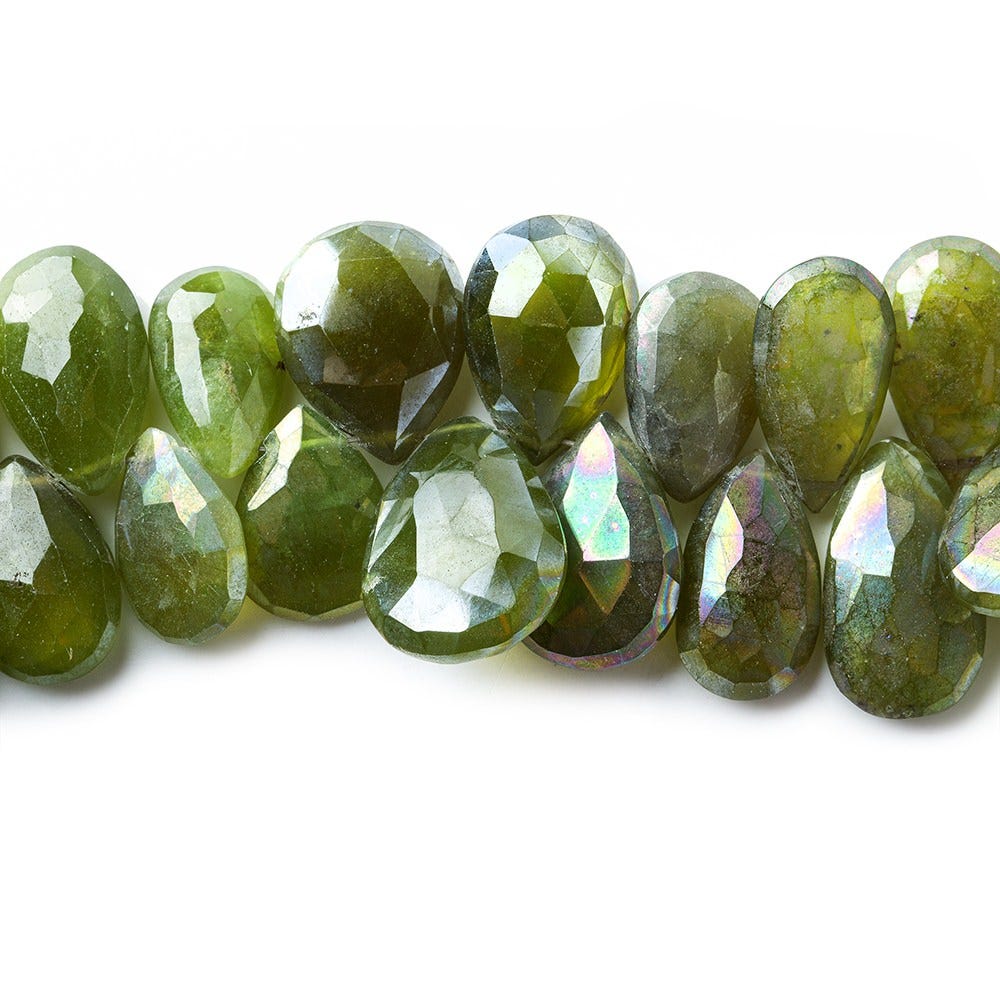 11x7mm to 15x11mm Mystic Idocrase Faceted Pear Beads - 55 Pieces (8 Inch Strand) - Perfect for Jewelry Making, DIY Crafts, and Beading Projects
