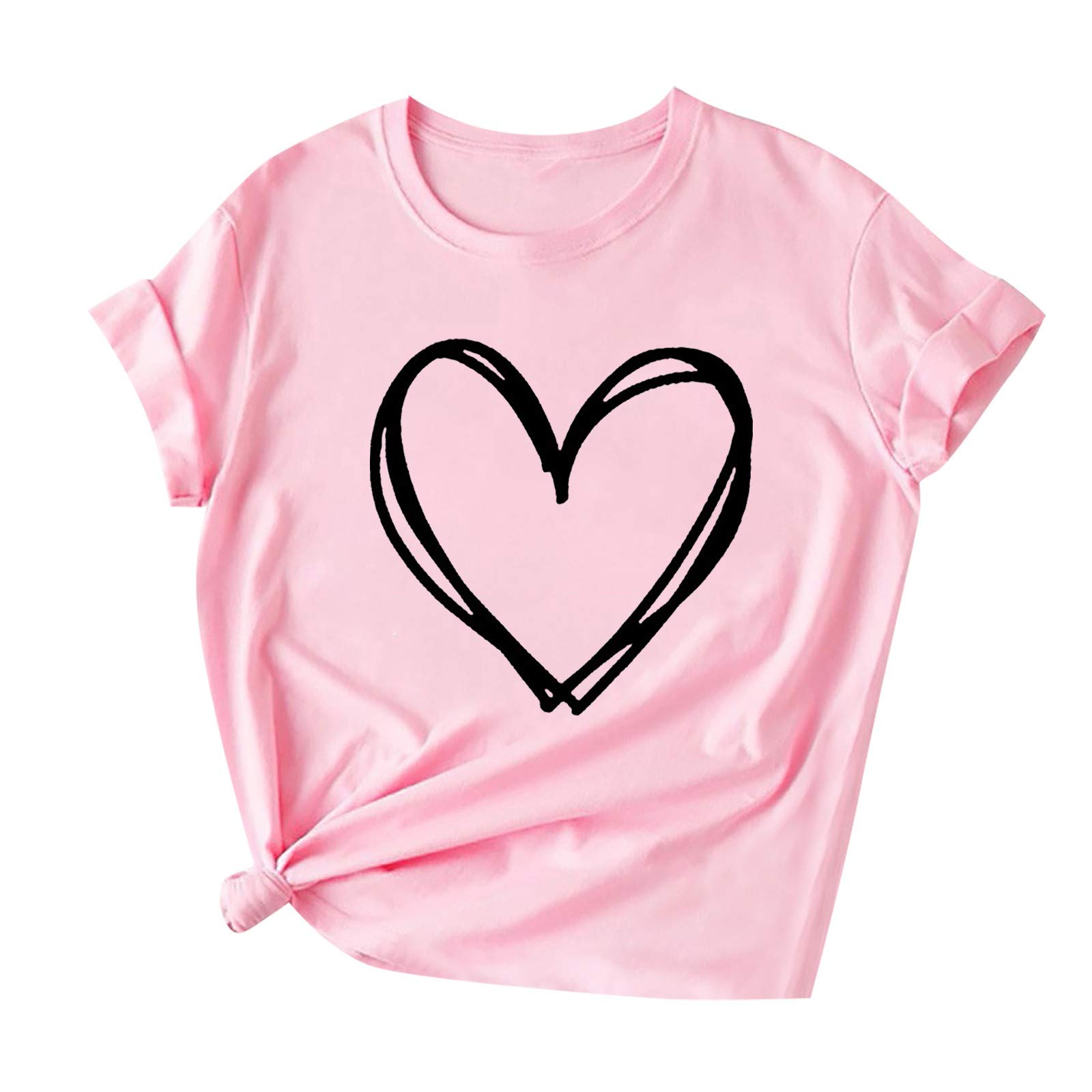 Women's Rayon Short Sleeve T-Shirt - Valentine's Day Print Fashion Top for Summer | Casual Wear, Date Night, Holiday Outfit