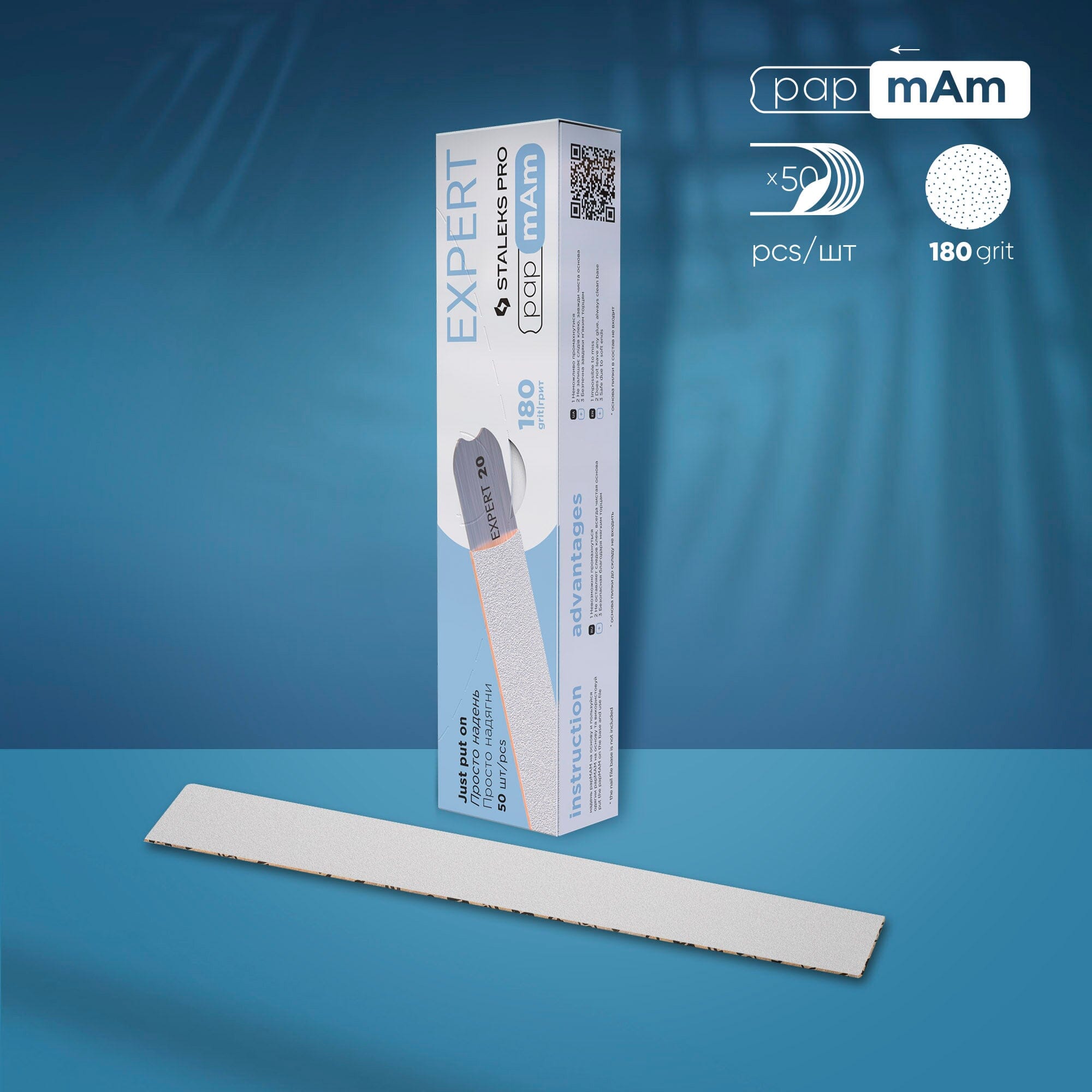 Staleks Expert 22 Disposable White Nail Files 180 Grit (50 Pack) - Perfect for Manicures, Pedicures & Nail Art at Home or Salon