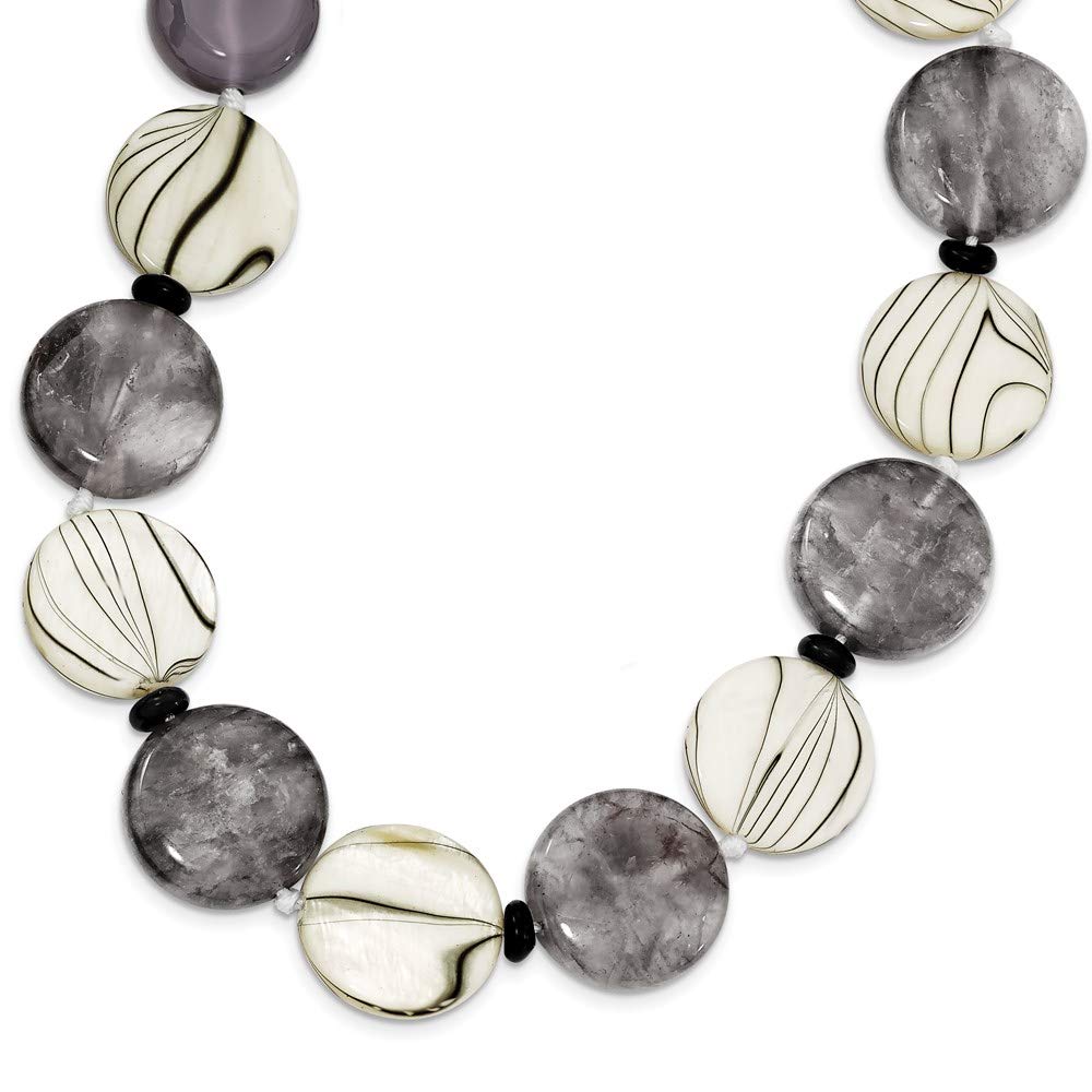 Ryan Jonathan Sterling Silver Black & Gray Agate Necklace with Mother of Pearl & Sardonyx - 19