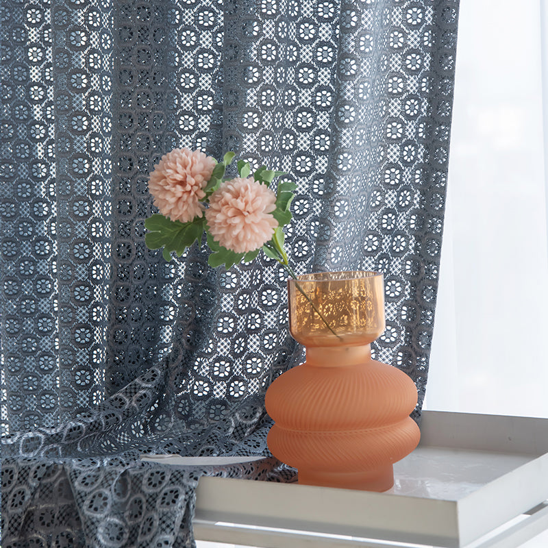 Yaritza Gauze Warp Knitted Floral Sheer Custom Curtains - Elegant Window Treatments for Living Room, Bedroom & Nursery Decor