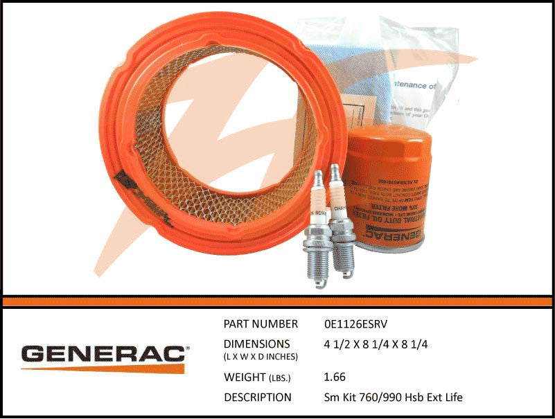 Generac 5664/0E1126ESRV 12-18kW Air Cooled Generator Maintenance Kit - Essential Replacement Parts for Home Backup Power Systems