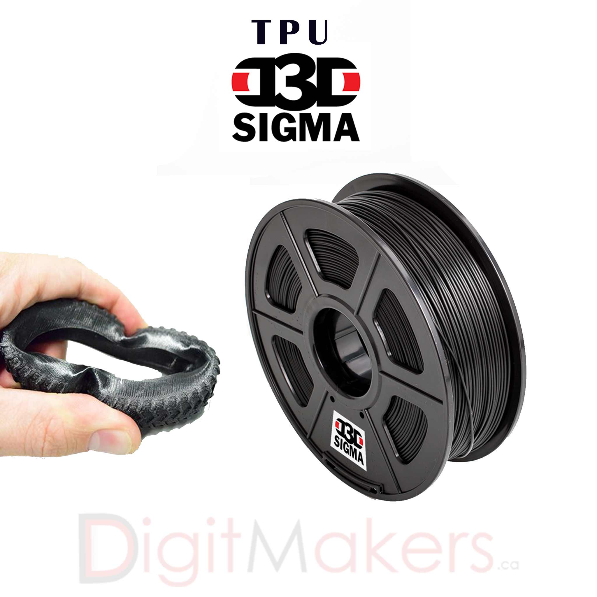 D3D Sigma TPU Flexible Filament 1.75mm 500g Spool - 5 Vibrant Colors for 3D Printing, Cosplay, Phone Cases & DIY Projects