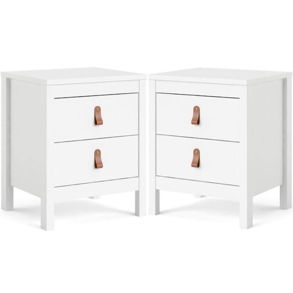 Home Square 2-Piece White Wood Nightstand Set with 2 Drawers - Perfect for Bedroom Furniture, Guest Room, and Small Space Storage Solutions