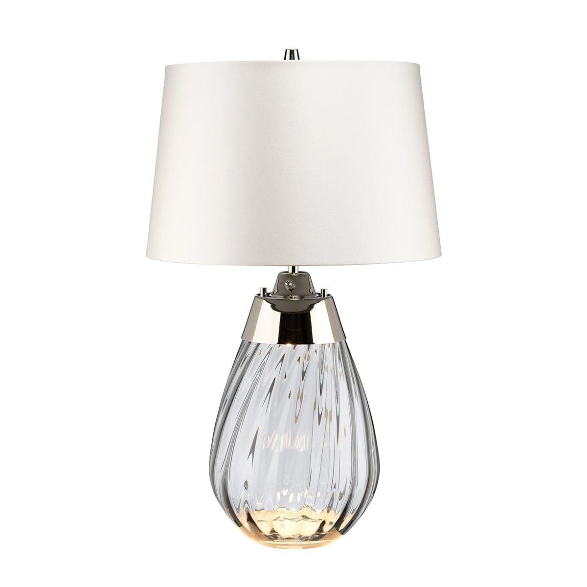 Lena 2-Light Small Smoke Glass Table Lamp with Off White Shade - Perfect for Bedroom Nightstand, Living Room End Table, or Office Desk Lighting