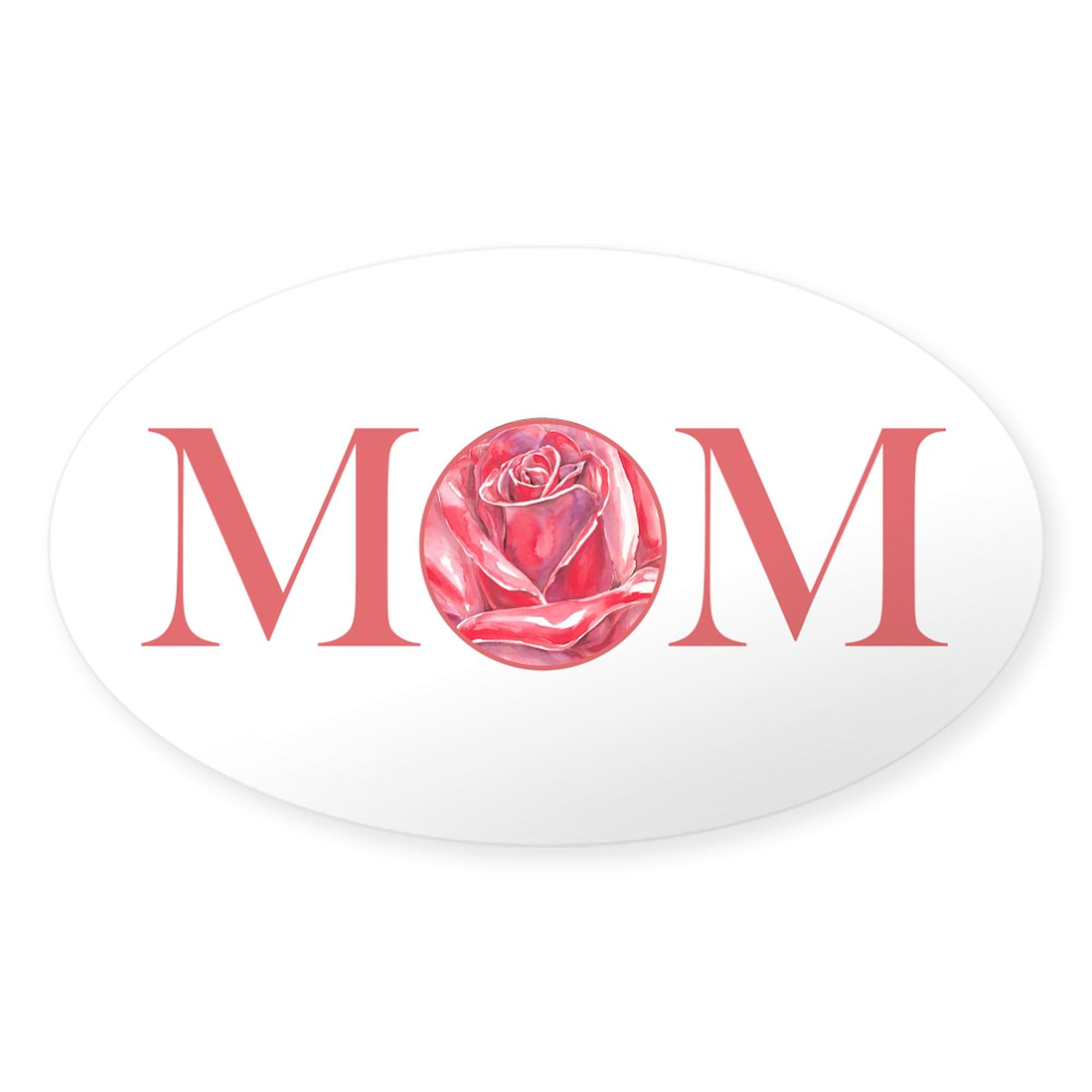 Mom Red Rose Oval Car Bumper Sticker - Waterproof Vinyl Decal for Cars, Laptops, Windows - Perfect Gift for Mother's Day, Birthday & Appreciation