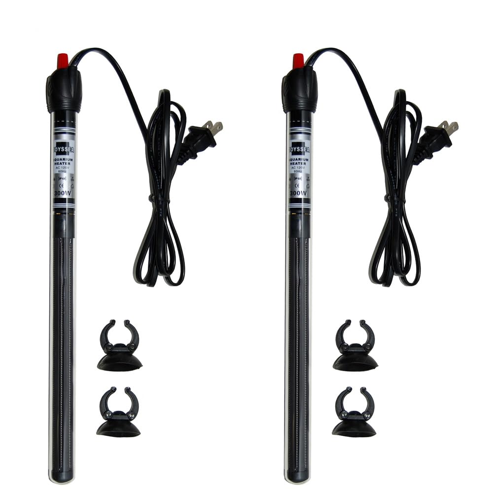 Odyssea 2 Pack 500W Submersible Aquarium Heater - Adjustable Temperature for Freshwater & Saltwater Fish Tanks (70-125 Gallon) | Auto Power Off Safety Feature | Perfect for Tropical Fish, Coral Reefs & Marine Life Habitats