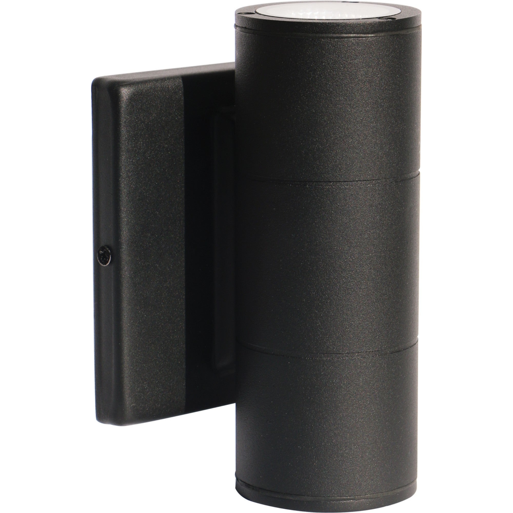7-in-2 LED Outdoor Wall Light with Up/Down Lighting - Black Cylinder Sconce for Patio, Garden & Entryway Illumination