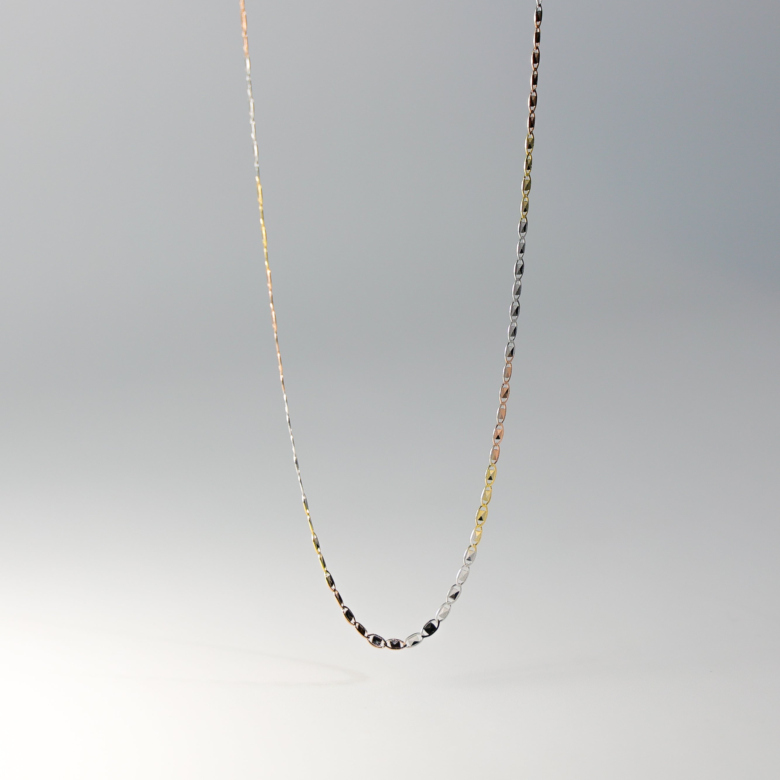 1.6mm Solid 14K Gold Tri-Color Valentino Chain Necklace Model 0488 | Elegant Layering Piece for Women, Perfect for Valentine's Day Gifts & Everyday Wear