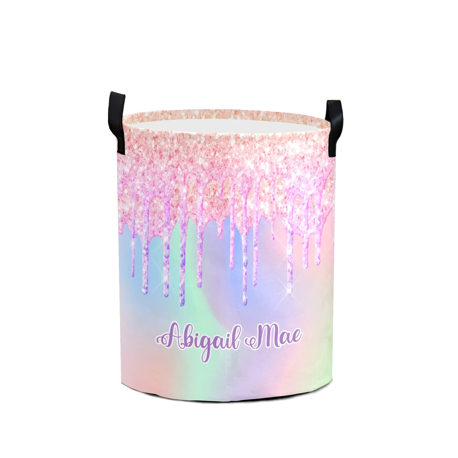 Personalized Glitter Unicorn Rainbow Laundry Basket - Custom Name Collapsible Storage Bin & Toy Organizer | Baby Shower Gift, Nursery Decor & Kids Room Organization