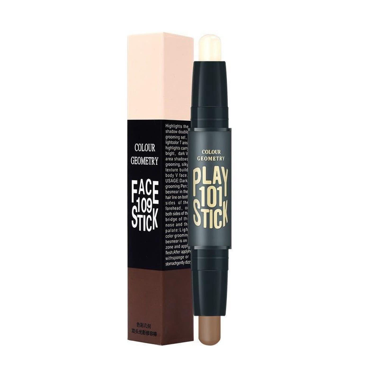 Natudeco Contour Stick Highlighter Makeup - Waterproof Double Ended Highlighter Stick for Face & Body - Brightening & Sculpting for Women - Perfect for Daily Makeup, Contouring & Highlighting (2 Pack)
