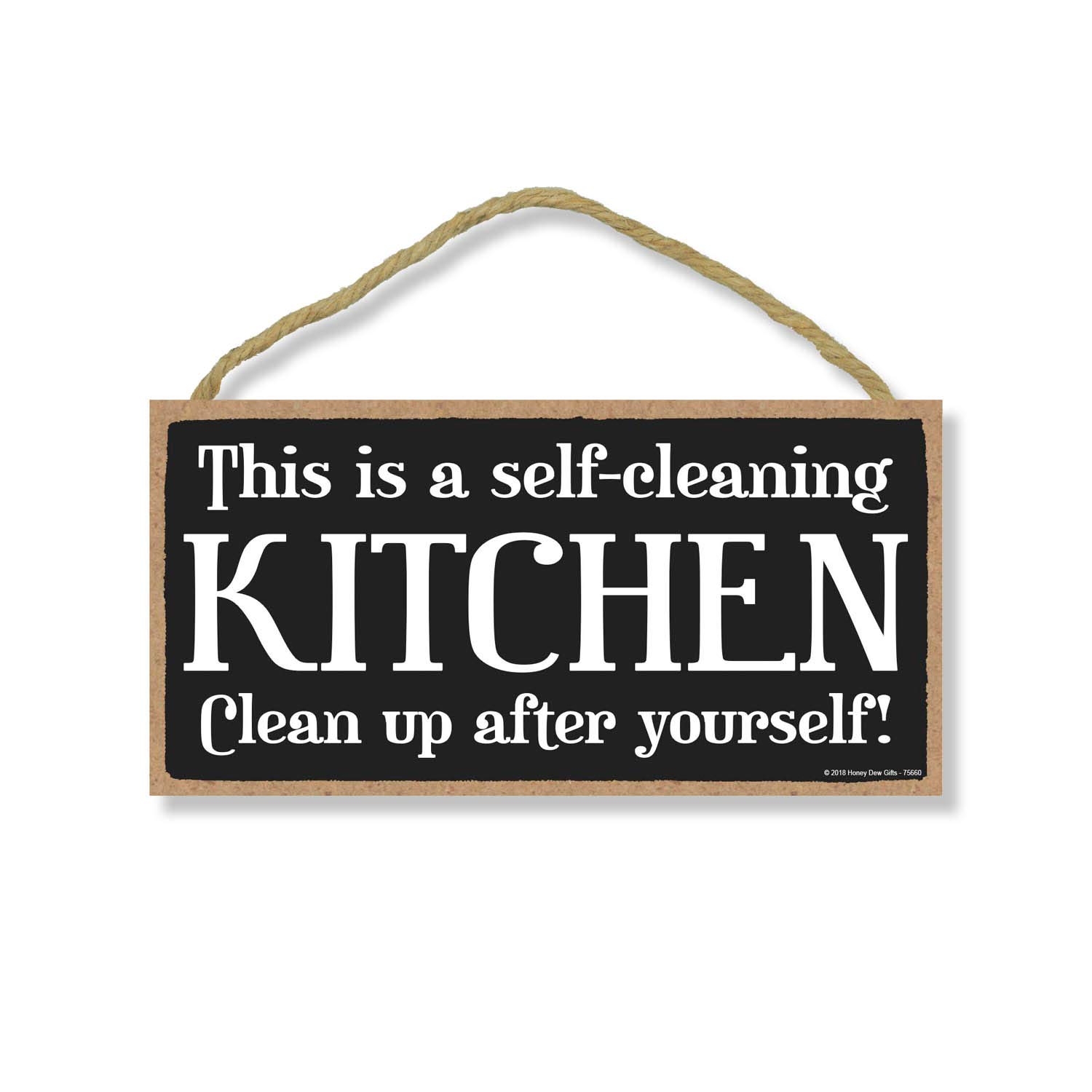 Self-Cleaning Kitchen Wall Art - 5x10 Inch Honey Dew Wood Sign for Home & Kitchen Decor - Perfect for Farmhouse & Rustic Style
