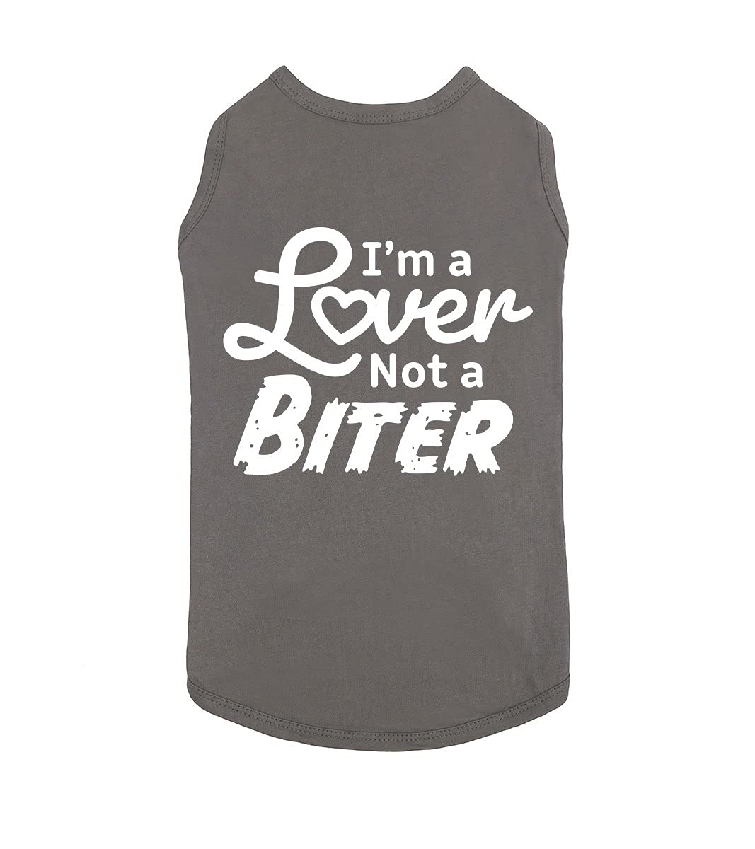 Funny Dog T-Shirt 'I'm a Lover Not a Biter' - Cute Pet Puppy Cat Tee for Small & Large Dogs | Soft Breathable Cotton Dog Clothes & Accessories | Perfect for Walks, Playdates & Photo Ops | Charcoal (Medium)