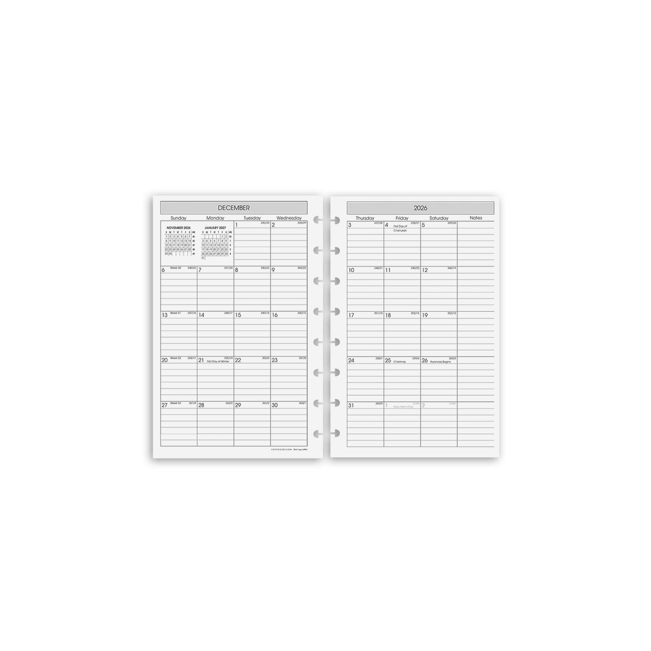 2026 Weekly Planner Refill - Sunday Start Horizontal Layout for Productivity & Organization | Perfect for Office, School, and Personal Planning