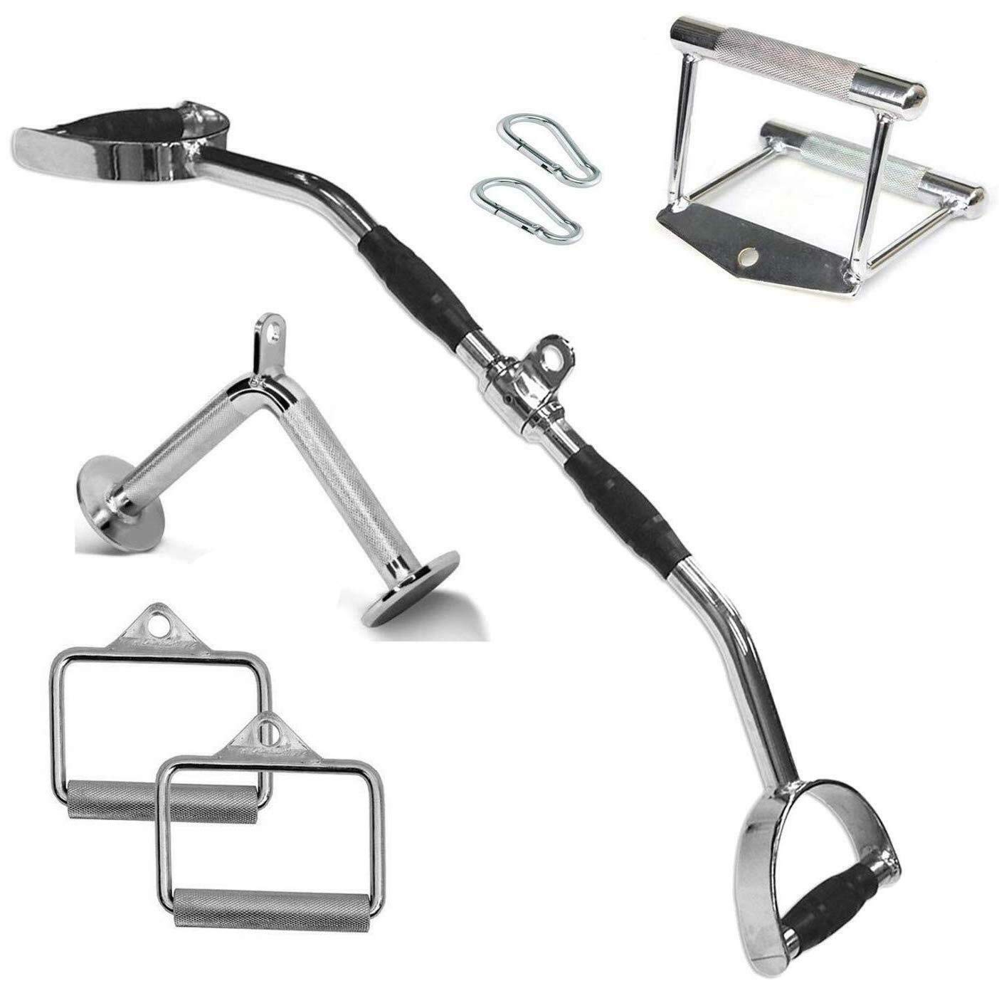 FITNESS MANIAC USA Home Gym Cable Attachment Handle - Chrome Press Down & Pull Down Bar for Strength Training - Perfect for Lat Pulldowns, Tricep Pushdowns & Home Workouts