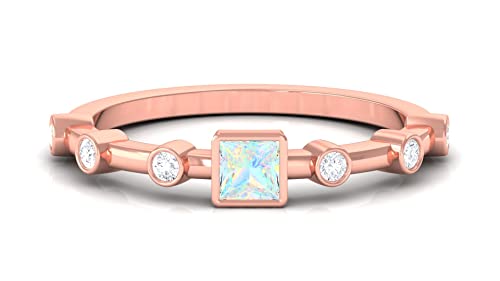1/2 CT Ethiopian Opal and Diamond Ring - 14K Solid Gold Princess Cut Rainbow Opal Promise Ring for Women | Engagement, Anniversary & Special Occasion Gift