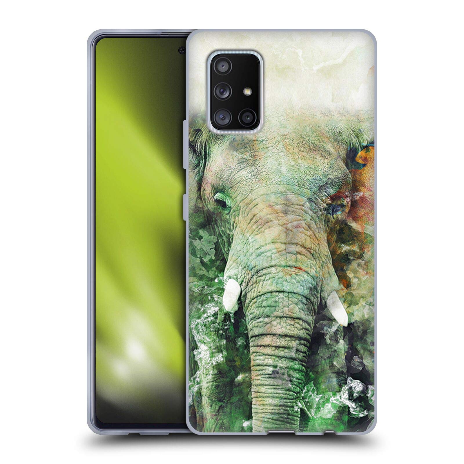 Head Case Designs Officially Licensed Riza Peker Elephant Animals Soft Gel Case for Samsung Galaxy A51 5G (2020) - Durable Protection & Stylish Design for Everyday Use