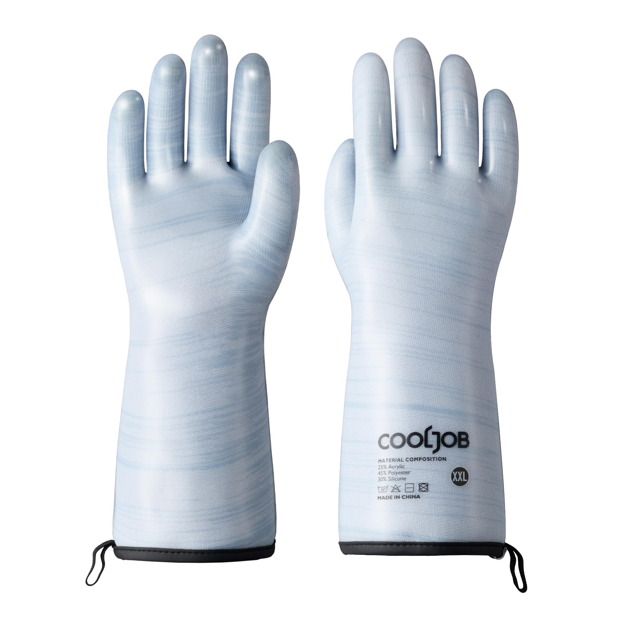 Heat Resistant Oven Gloves - Waterproof Liquid Silicone BBQ Grilling Gloves for Barbecue, Kitchen, Baking (Blue, XXL) - Perfect for Grilling, Baking, Roasting & Kitchen Cleaning