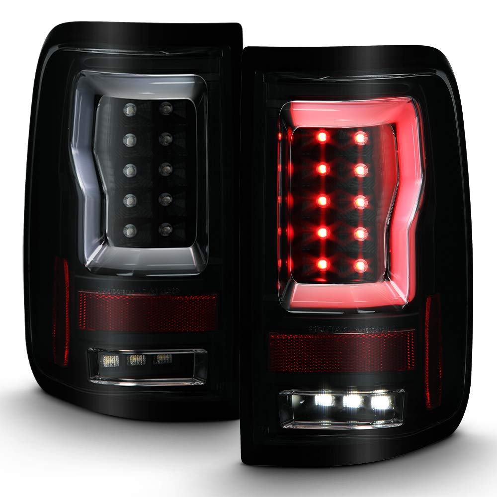 ACANII LED Tube Tail Lights Brake Lamps - Black Housing Smoked Lens for 2004-2008 Ford F150 Styleside Pickup Truck (Left+Right Pair) - Enhanced Visibility & Style Upgrade for Night Driving & Custom Look