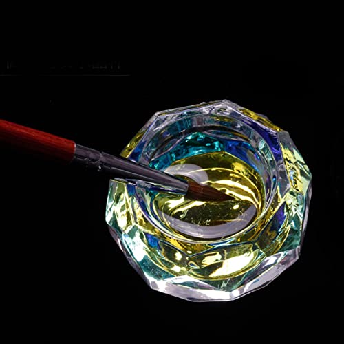 Premium Glass Crystal Dappen Dish for Nail Art - Professional Nail Tech Tools with Lid - Perfect for Acrylic Nails, Gel Polish & Nail Art Designs (Home Salon & Professional Use)