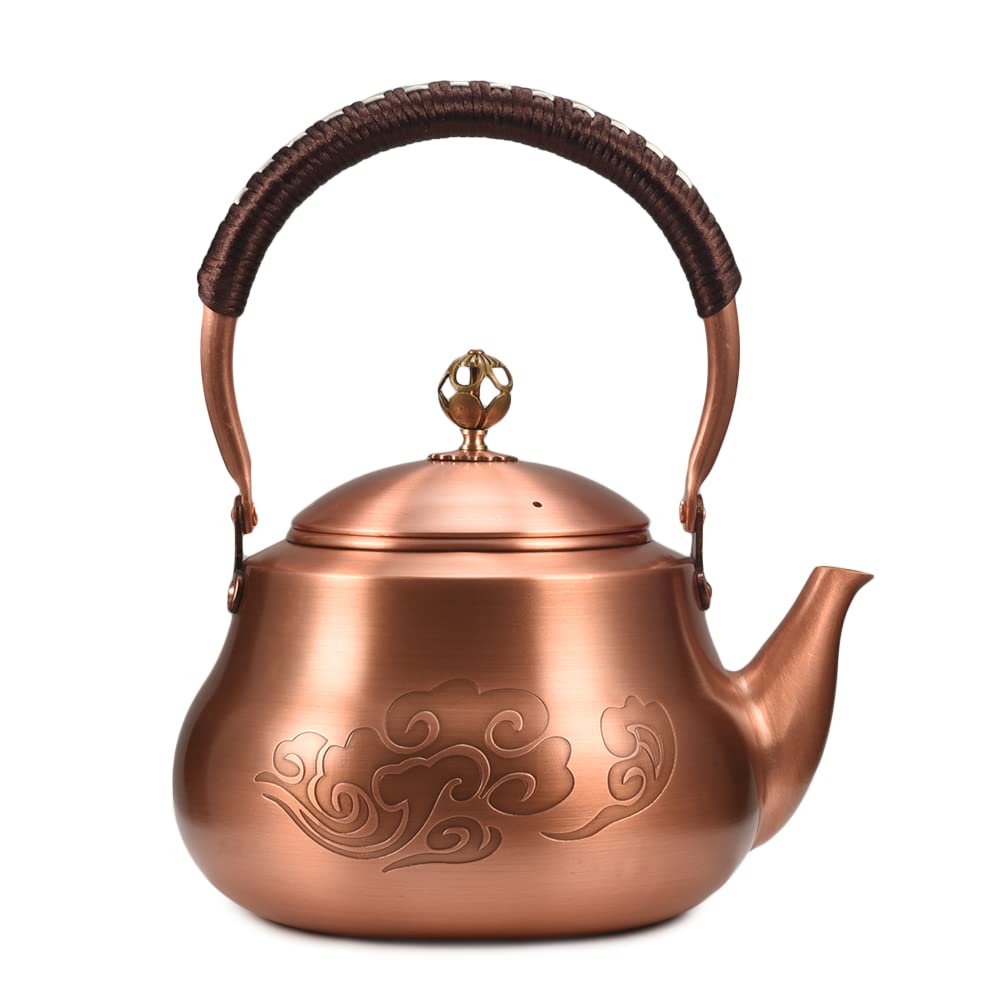 Premium Pure Copper Tea Kettle & Tea Set - Handcrafted Copper Teapot for Boiling Water - Perfect for Home Brewing, Afternoon Tea, and Gifts (Type-3)