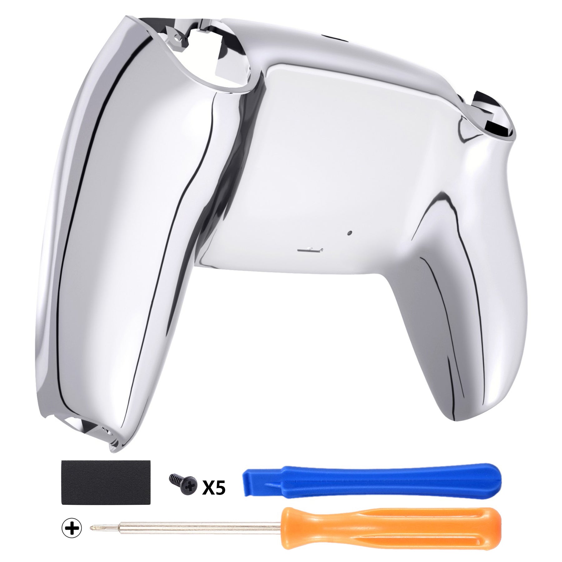 eXtremeRate Chrome Silver Glossy PS5 Controller Back Cover Replacement - Custom Housing Shell for DualSense Controller (DPFD4002) | Gaming Accessories for Enhanced PS5 Experience