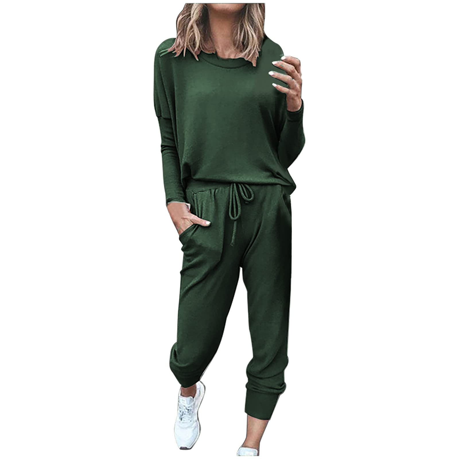 Women's 2-Piece Jogger Set - Long Sleeve Lounge Outfit for Travel & Workout