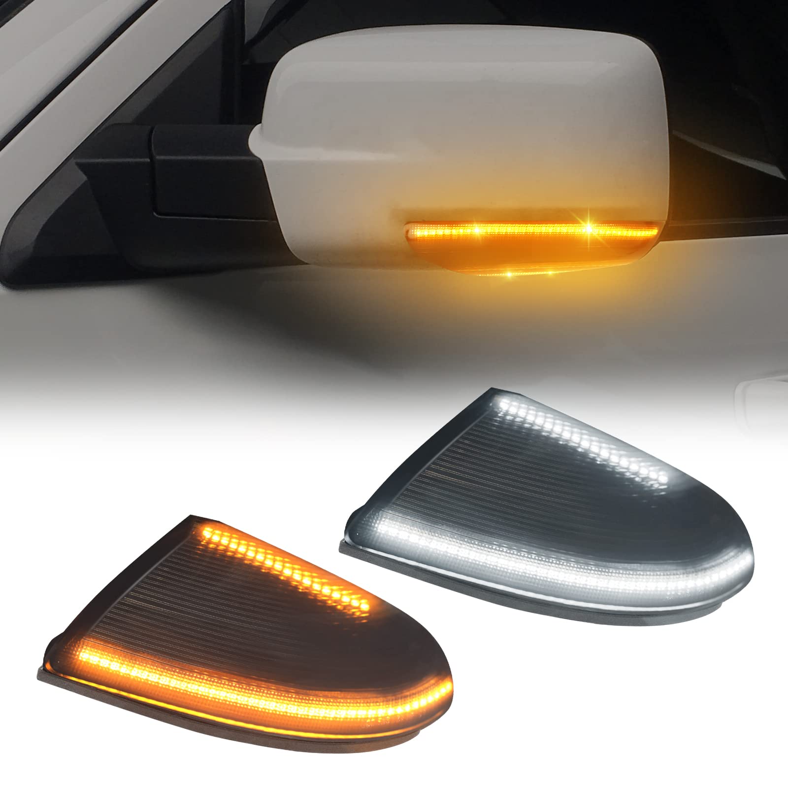 LED Side Mirror Marker Lights for Dodge Ram 1500/2500 (2010-2021) - Sequential Amber Turn Signal & Running Lights - Upgrade for Classic & New Models - Enhanced Visibility & Safety for Night Driving & Off-Road Adventures