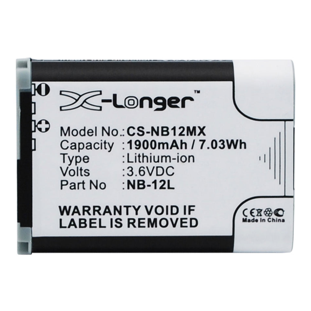 Canon NB-12L 3.6V 1900mAh Li-ion Replacement Battery - Compatible with Canon Cameras - Perfect for Travel Photography & Vlogging